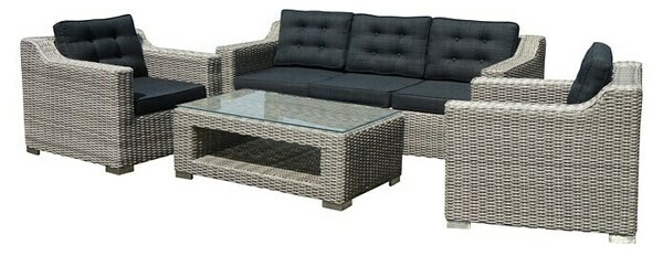 Sunfun Pauline Set lounge namještaja XXL (4 -dij., Poliratan, Bambus siva)
