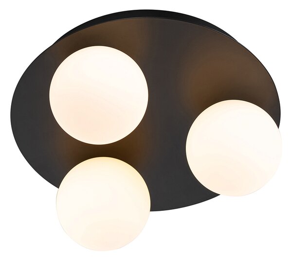 Moderna kupaonska stropna svjetiljka crna 3 svjetla - Cederic