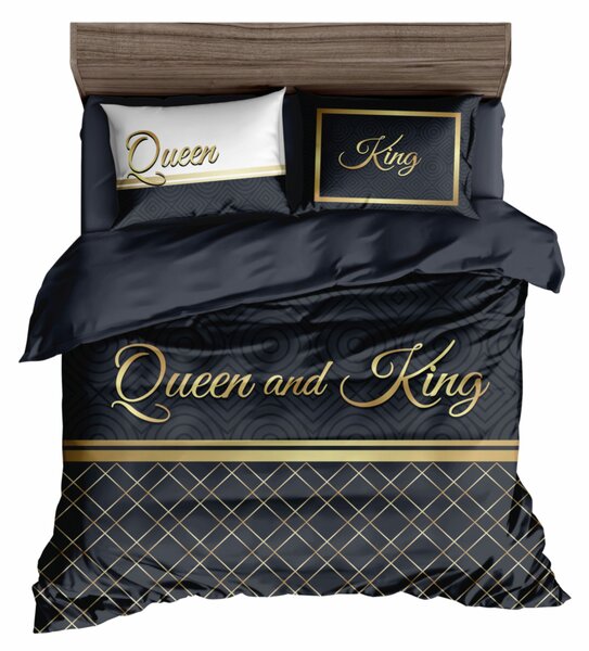 3D king & queen posteljina za parove - crno-zlatna riječ