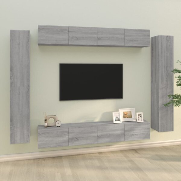 VidaXL 8-dijelni set TV ormarića sivog sonome konstruirano drvo