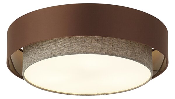 Moderna stropna svjetiljka tamna bronca s taupe bojom 50 cm 3-svjetla - Drum Duo