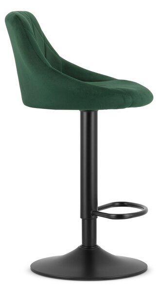 Zelena barska stolica KAST VELVET s crnom nogom