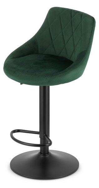 Zelena barska stolica KAST VELVET s crnom nogom