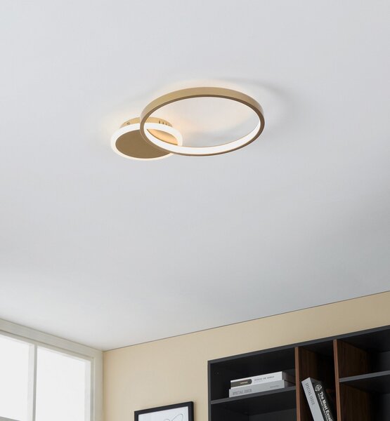 EGLO LED stropna svjetiljka Gafares, zlato, aluminij, 41 cm daljinski upravljač CCT, prigušiva, Zlato / mjed, Dnevni boravak/blagovaonica, Metal, Strop s više plamena