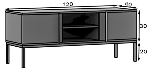 TV stolić LANZZI 120x40 cm, crni