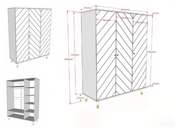 Bijela dječja garderoba 150x200 cm BILLY – Vipack