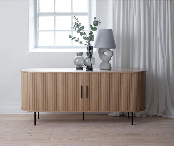 Niska komoda u dekoru hrasta s kliznim vratima u prirodnoj boji 76x180 cm Nola – Unique Furniture