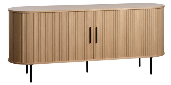 Niska komoda u dekoru hrasta s kliznim vratima u prirodnoj boji 76x180 cm Nola – Unique Furniture