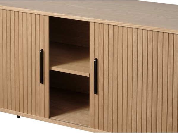 Niska komoda u dekoru hrasta s kliznim vratima u prirodnoj boji 76x180 cm Nola – Unique Furniture