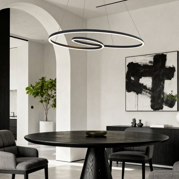 Skandinavska viseća svjetiljka crna 110 cm uklj. LED s 3-stupanjskim prigušivanjem - Circuit