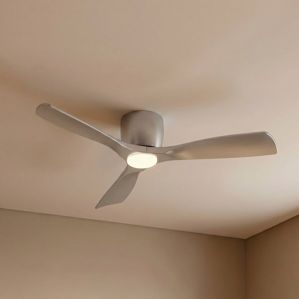 Lucande Moneno pametni LED stropni ventilator, srebrni, DC, Tuya, prigušiva, Metalik, Dnevni boravak/blagovaonica, Metal