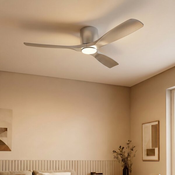 Lucande Moneno pametni LED stropni ventilator, srebrni, DC, Tuya, prigušiva, Metalik, Dnevni boravak/blagovaonica, Metal