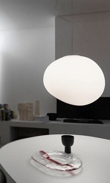 Foscarini Gregg Grande viseća svjetiljka, bijela, visina 40 cm, prigušiva, Bijela, Dnevni boravak/blagovaonica, Staklo