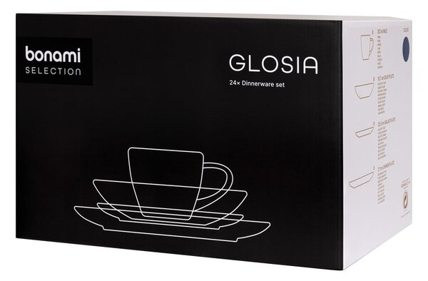 Tamnoplavi blagovaonski set posuđa od kamenine 24 kom Glosia - Bonami Selection