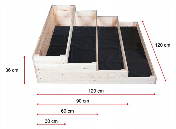 Visoka drvena gredica 120 x 120 cm