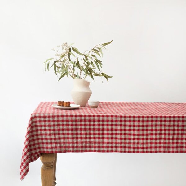 Laneni stolnjak 140x140 cm Red Gingham – Linen Tales