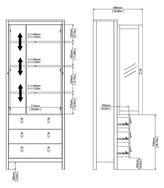 Bijela vitrina 78x199 cm Madrid – Tvilum