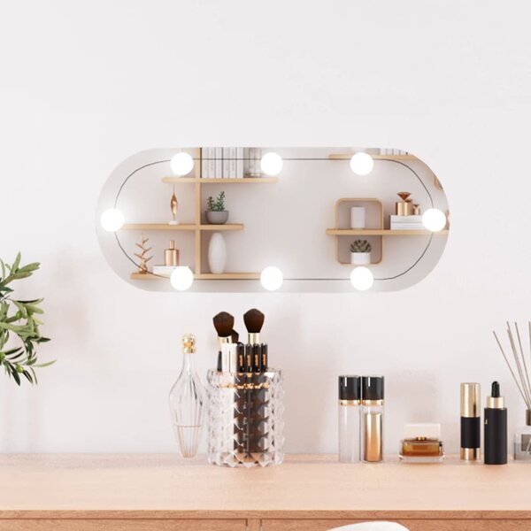 VidaXL Zidno ogledalo s LED svjetlima 20 x 50 cm stakleno ovalno