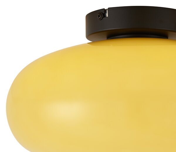 Retro Ceiling Lamp Black with Yellow Glass 30cm - Glaze