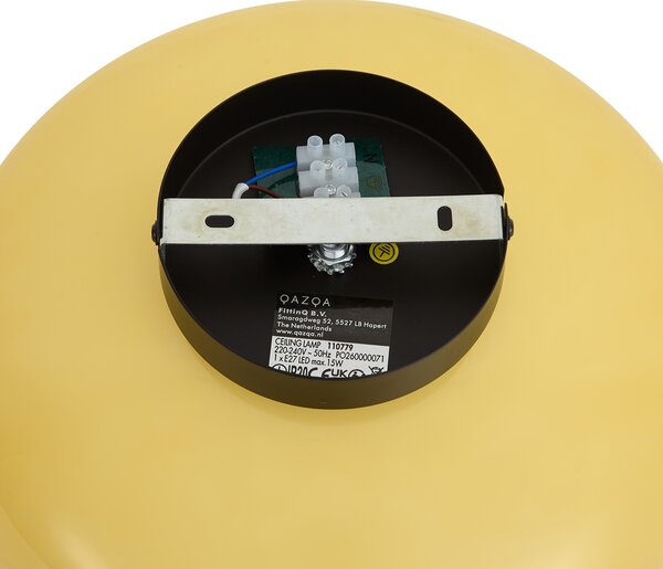 Retro Ceiling Lamp Black with Yellow Glass 30cm - Glaze