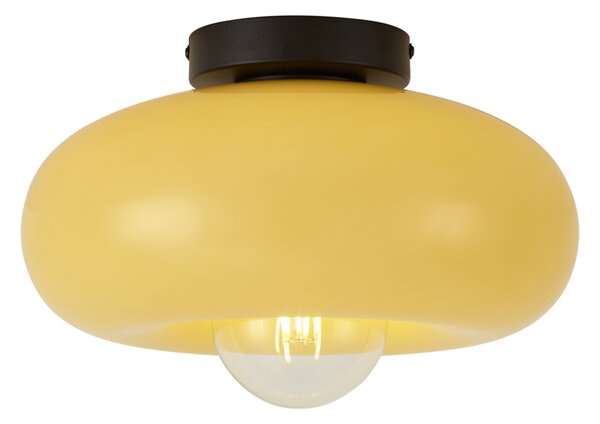 Retro Ceiling Lamp Black with Yellow Glass 30cm - Glaze