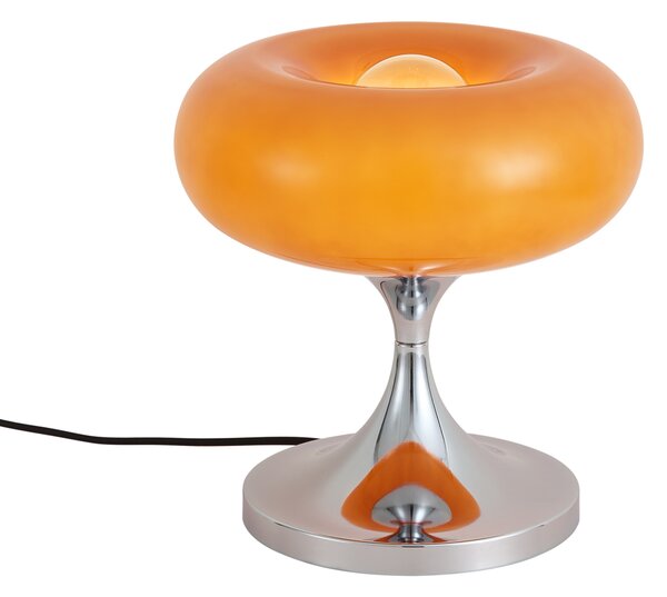 Retro stolna svjetiljka krom s narančastim staklenim sjenilom 31 cm - Glaze