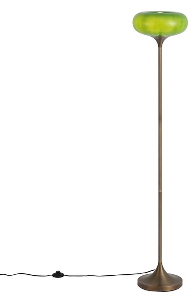 Retro podna svjetiljka tamna bronca sa zelenim staklenim sjenilom 150 cm - Glaze