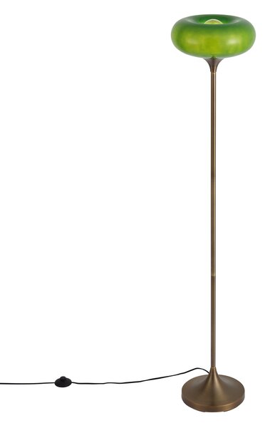 Retro podna svjetiljka tamna bronca sa zelenim staklenim sjenilom 150 cm - Glaze