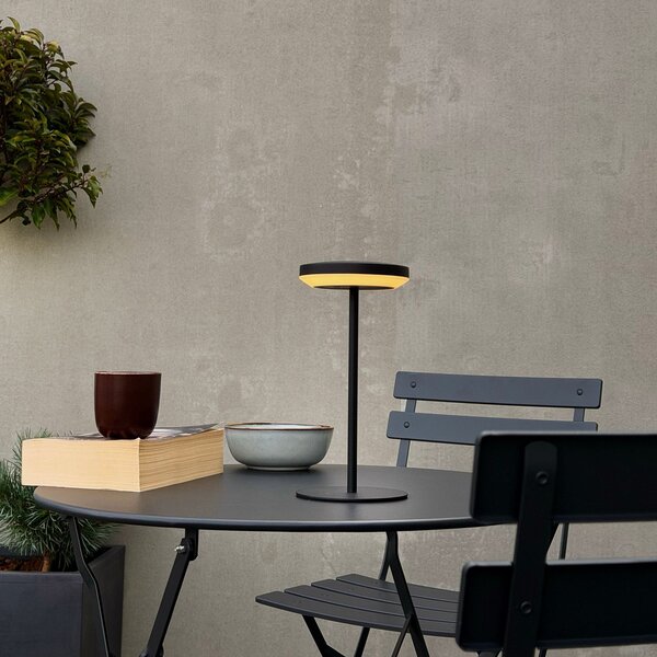 Dyberg Larsen Otera Black LED solarna stolna lampa, 25 cm, IP44, Crno, Aluminij, Solarna svjetla