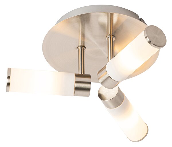 Moderna kupaonska stropna svjetiljka čelična 3 svjetla IP44 - Kupatilo