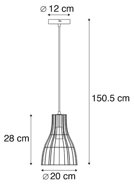 Ruralna viseća svjetiljka od ratana 20 cm - Botello