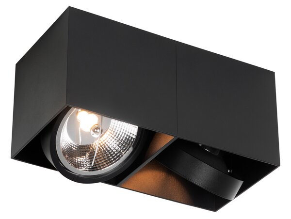 Dizajnerski reflektor crni pravokutni AR111 2-svjetla - Box