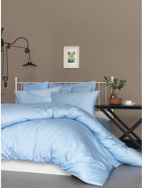 Svijetlo plava posteljina za krevet za jednu osobu od pamučnog satena 140x200 cm – Mijolnir