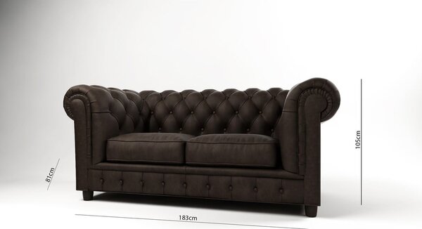Tamno smeđa baršunasta sofa 184 cm Cambridge - Ropez