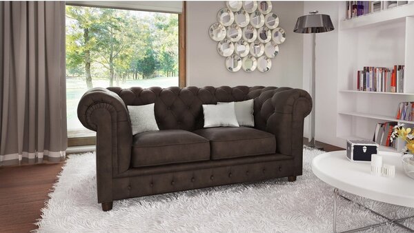 Tamno smeđa baršunasta sofa 184 cm Cambridge - Ropez