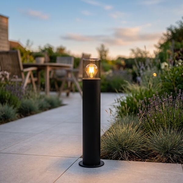 Vanjska podna lampa crna s dimnim sjenilom 50 cm - Odense