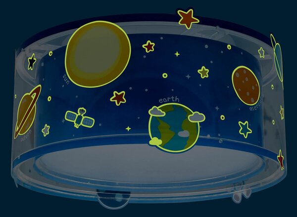 Dalber PLANETS stropna svjetiljka, višebojna, svemirska tema, prigušiva, Plava, rasadnik, Plastika