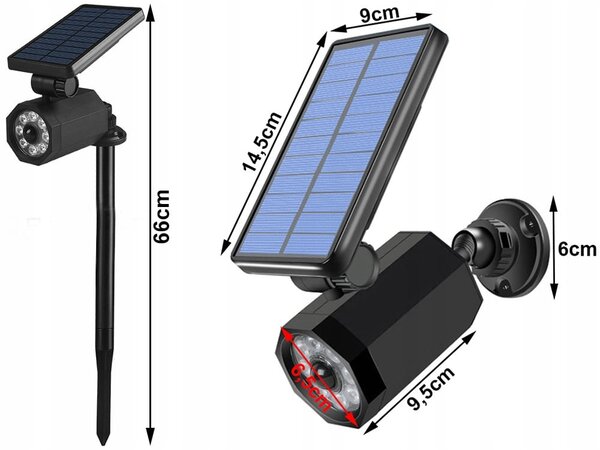 Lažna kamera i svjetiljka solarne LED s pokretnim i sumračnim senzorom