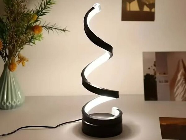 LED spiralna stolna svjetiljka 3 boje svjetlosti USB crna