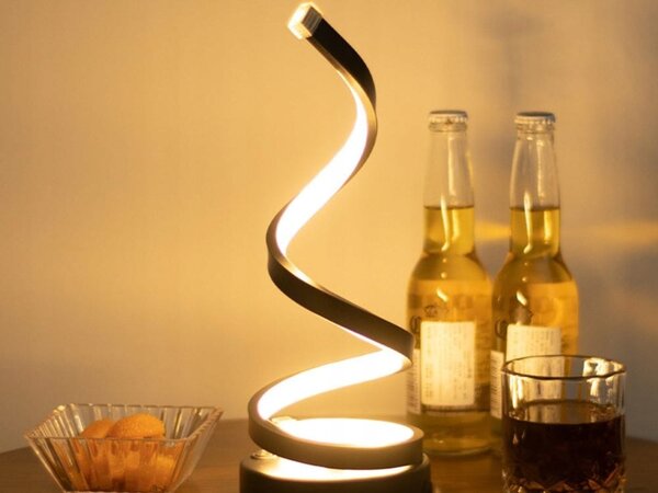LED spiralna stolna svjetiljka 3 boje svjetlosti USB crna