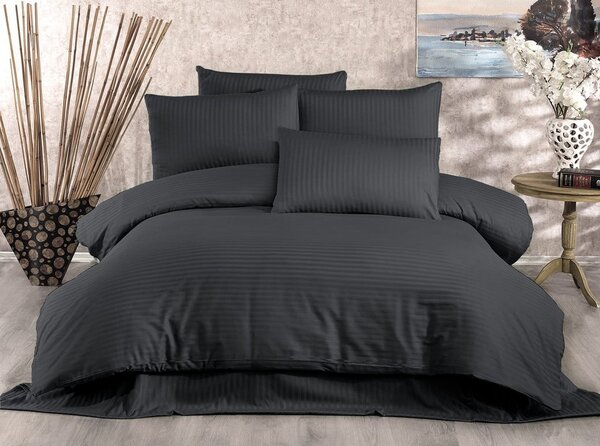 Antracitno siva posteljina za bračni krevet od pamučnog satena 200x200 cm Lilyum – Mijolnir