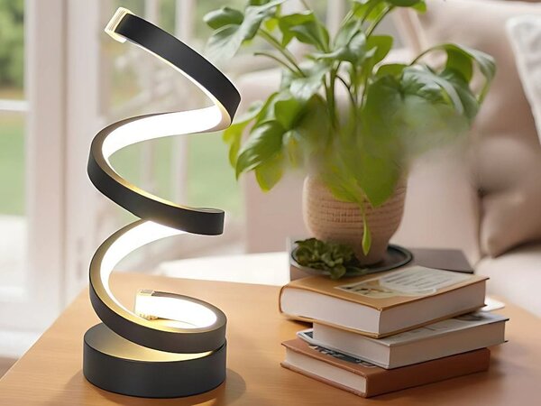 LED spiralna stolna svjetiljka 3 boje svjetlosti USB crna