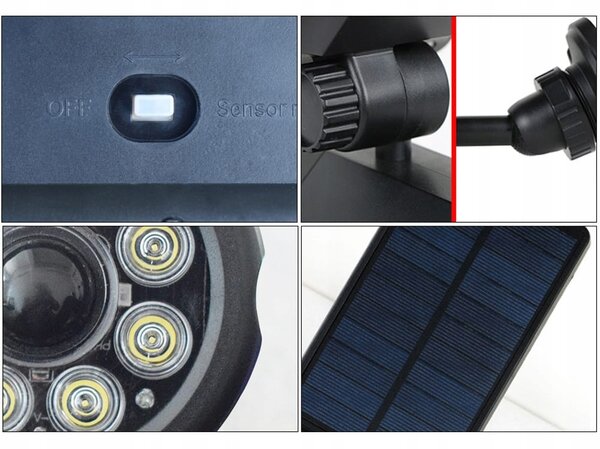 Lažna kamera i svjetiljka solarne LED s pokretnim i sumračnim senzorom