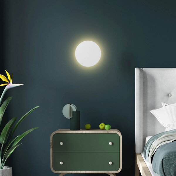 TK Lighting Lunaia Nova zidna svjetiljka, bijela, Ø 20 cm, prigušiva, Bijela, Dnevni boravak/blagovaonica, Metal
