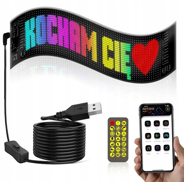 Fleksibilni LED RGB zaslon USB 59cm aplikacija