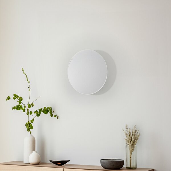 TK Lighting Lunaia Nova zidna svjetiljka, bijela, Ø 30 cm, prigušiva, Bijela, Dnevni boravak/blagovaonica, Metal