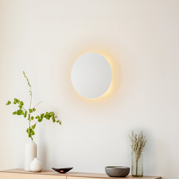 TK Lighting Lunaia Nova zidna svjetiljka, bijela, Ø 30 cm, prigušiva, Bijela, Dnevni boravak/blagovaonica, Metal