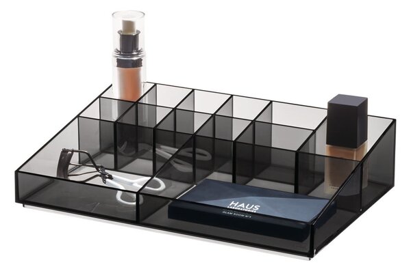 Mat crni kupaonski kozmetički organizator od reciklirane plastike Cosmetic Station - iDesign