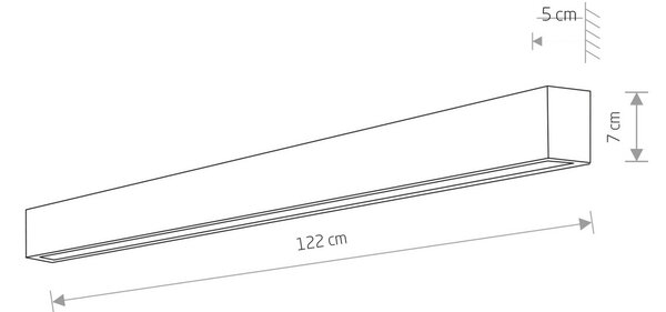 Nowodvorski Lighting Zidna svjetiljka ravna L, 122 cm, bijela, Bijela, Dnevni boravak/blagovaonica, Metal, Zidni kvadrat