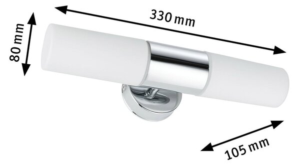 Paulmann Lenia zidna svjetiljka IP44 krom/opal 2 žarulje, prigušiva, Metalik, kupaonica, Metal